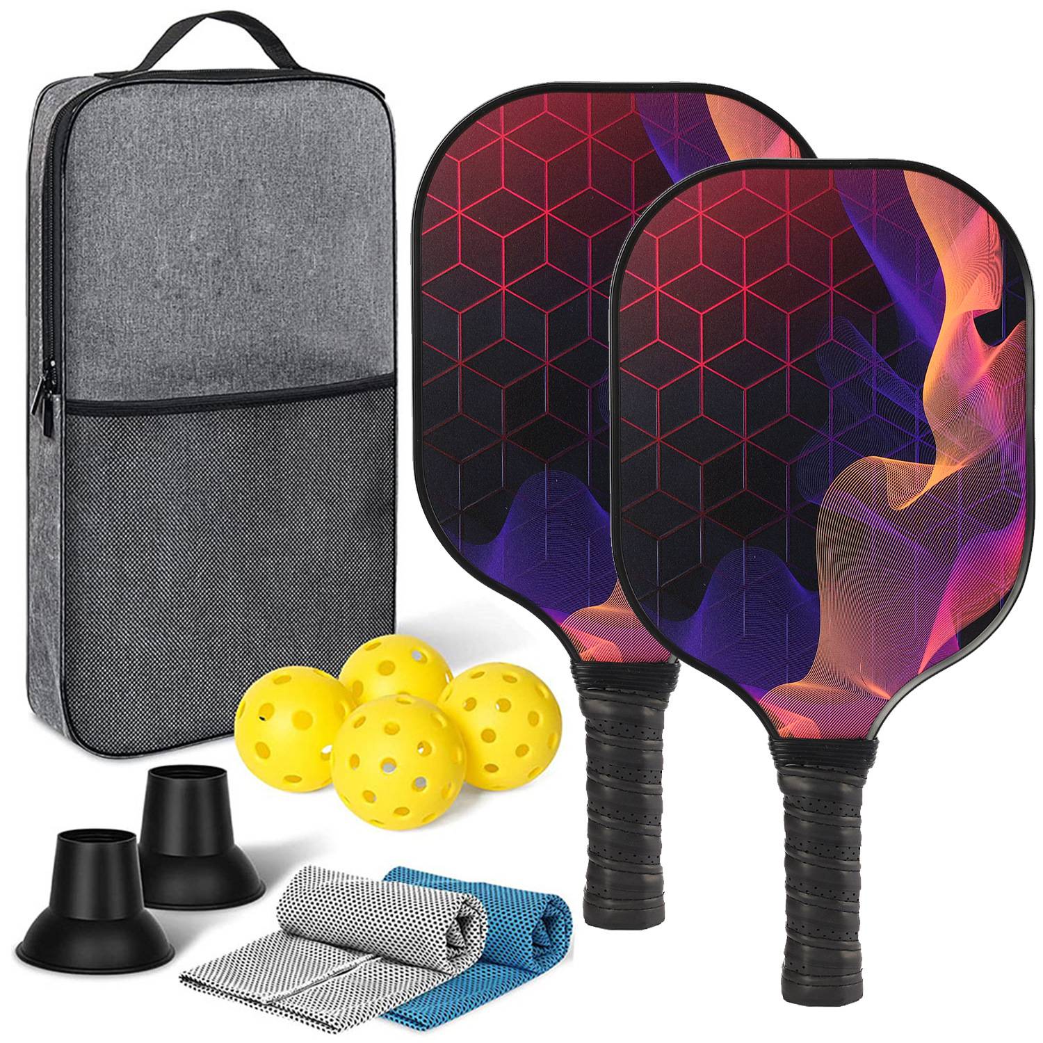 [Ultra-Light match-level carbon fiber-15] Double shot+4 balls+backpacks+two sweat towels+two ball pickups
